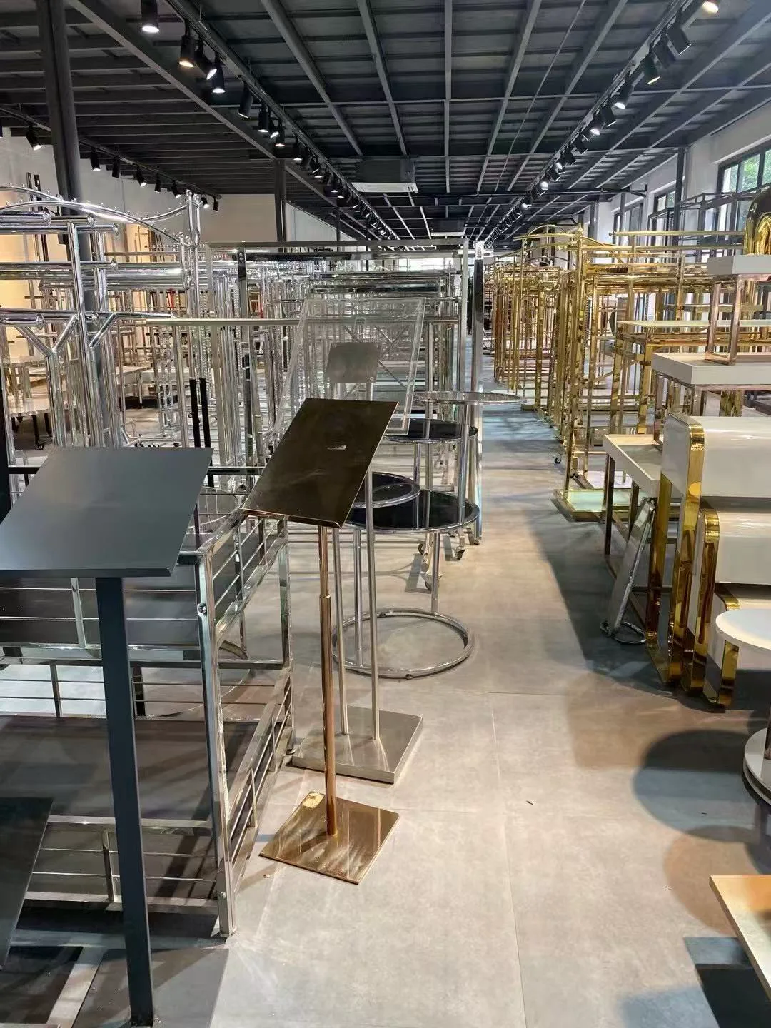 Retail display fixtures and hangers at the Yiwu showroom