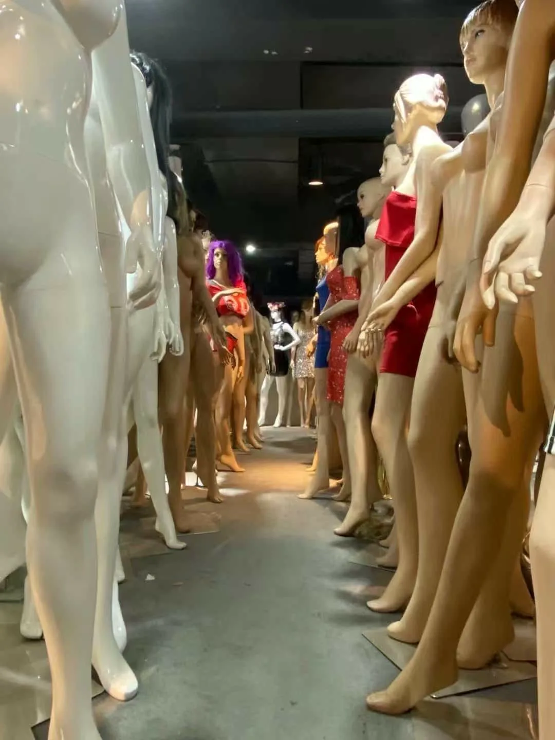 Display hangers arranged across the Fanan Display showroom