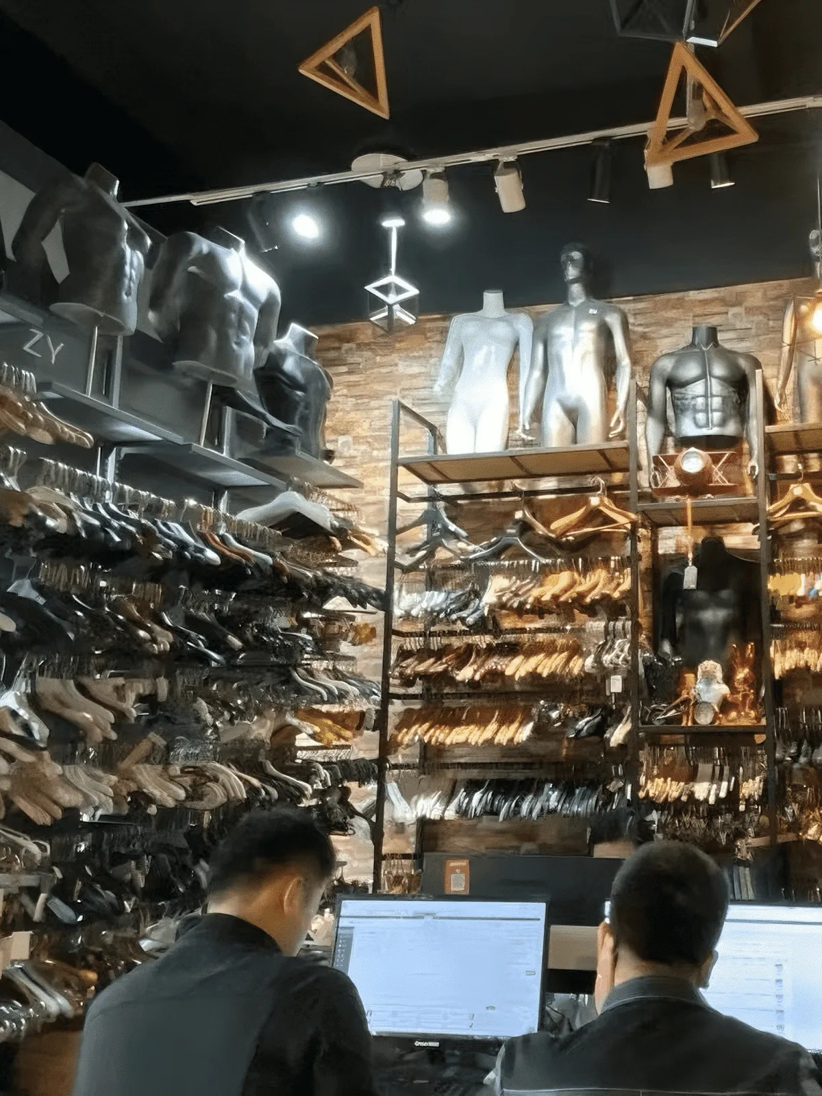 Mannequins and clothing displays inside the Fanan Display showroom