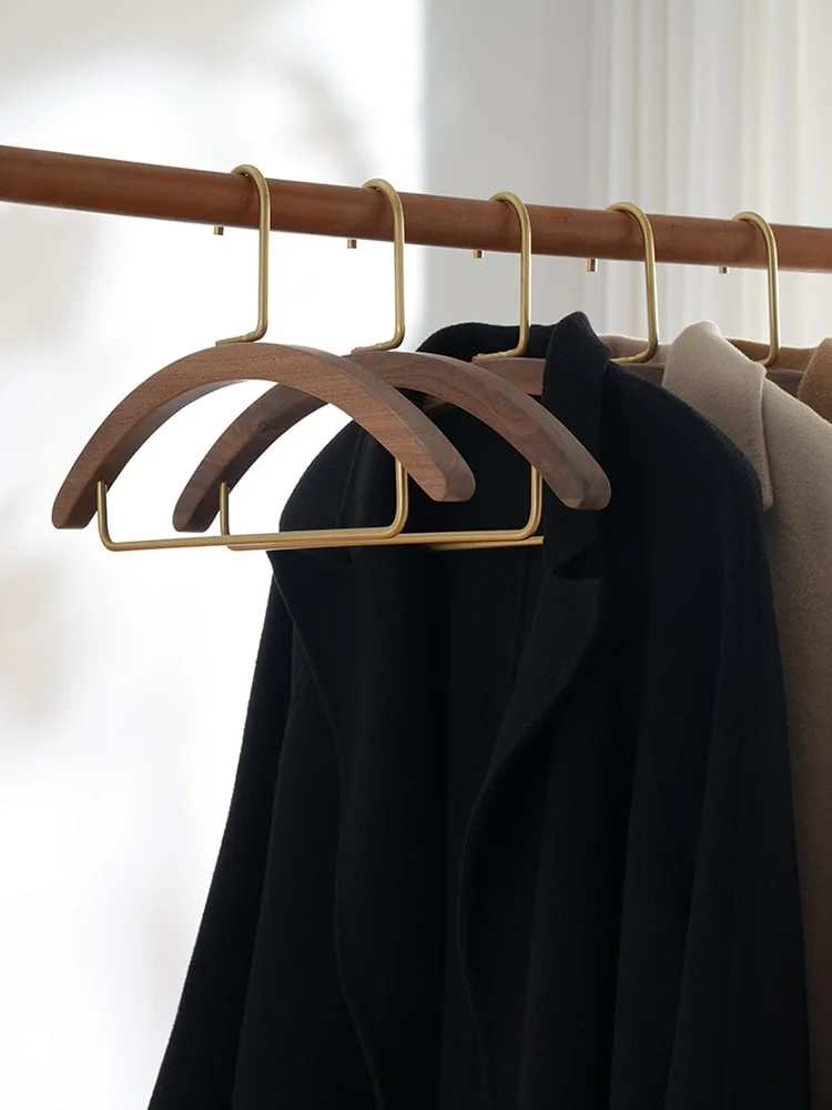 Walnut Coat Hangers with Brass Round Hook
