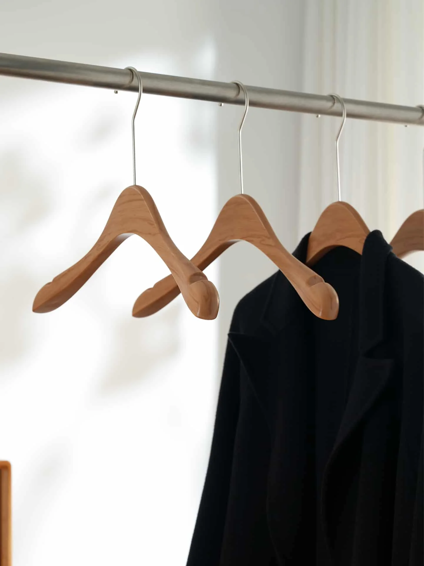Walnut Wood Grain Plastic Hangers for Retail Display