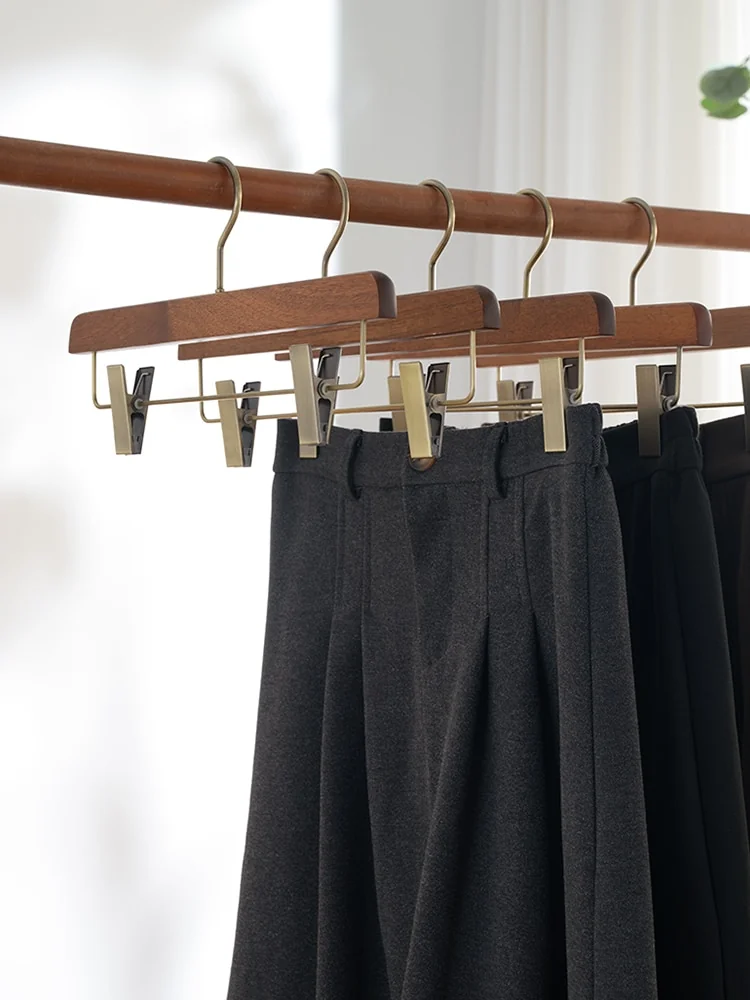 Wooden Pant Hangers with Clips Olive Wood